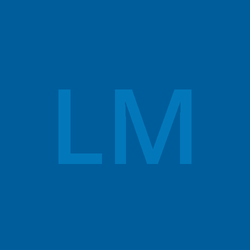 LM initials in blue box