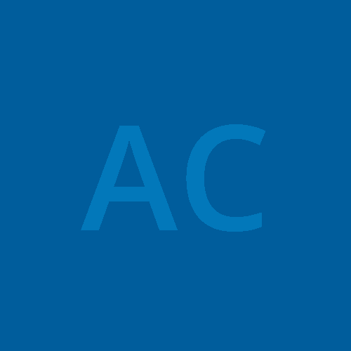 AC initials in blue box
