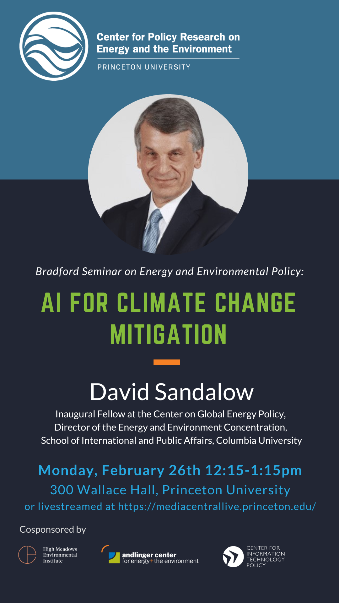 Poster for Sandalow event