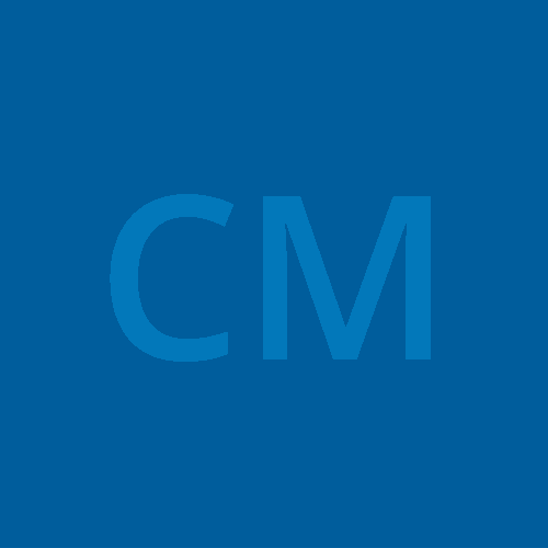 CM initials in a blue box