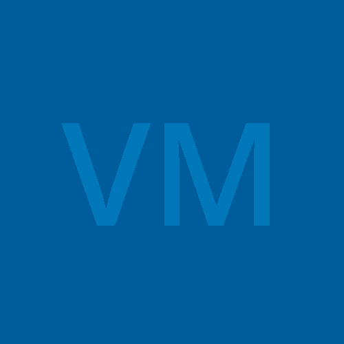 VM initials in a blue box